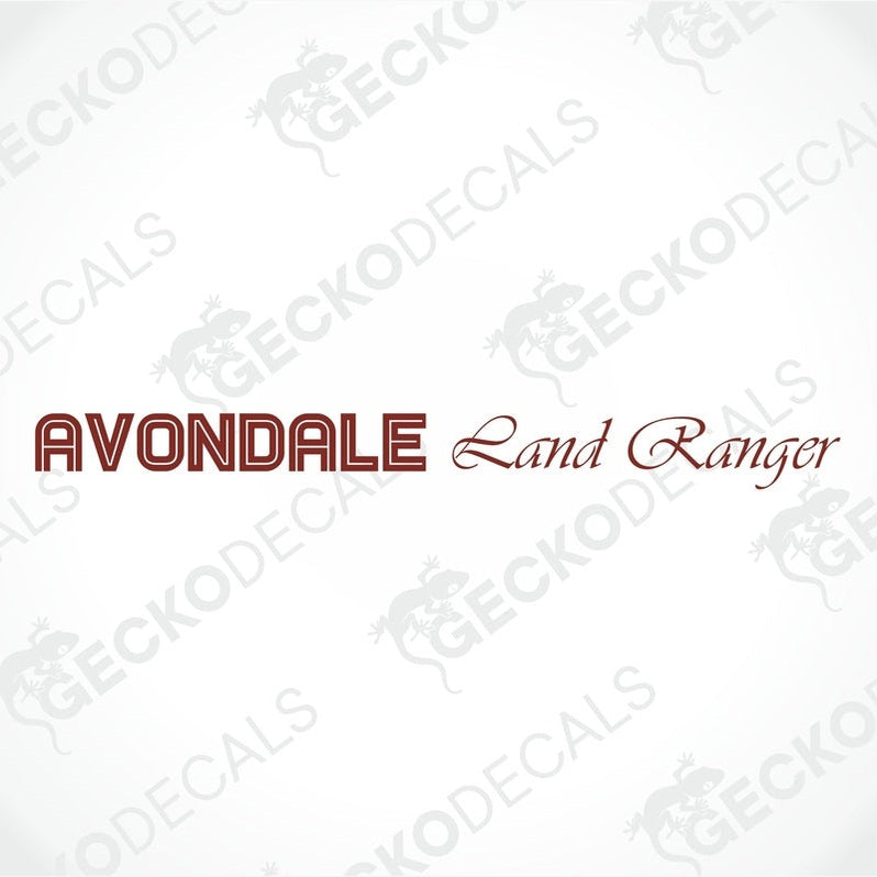 Avondale Land Ranger die cut sticker design in reddish-brown with double-line outline
