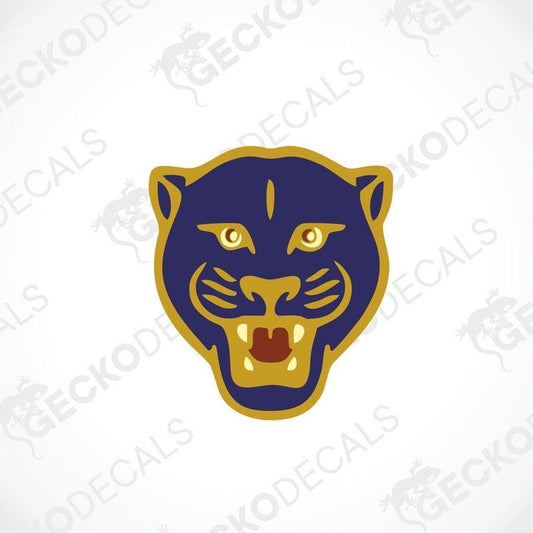 Dark blue and gold AVONDALE PANTHER printed laminated decal with open mouth design