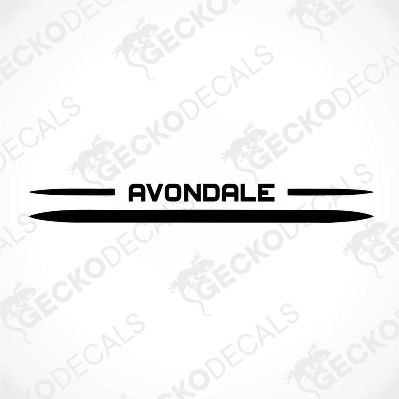 Black Avondale die-cut sticker design for caravan interior or exterior