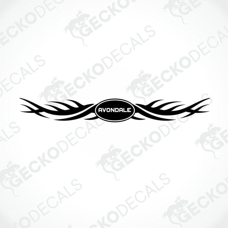 Black Avondale die-cut vinyl sticker with tribal wing design