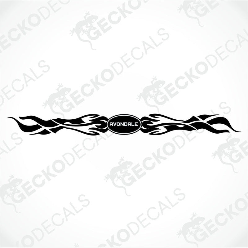 Black Avondale flame tribal die-cut caravan decal on transfer paper
