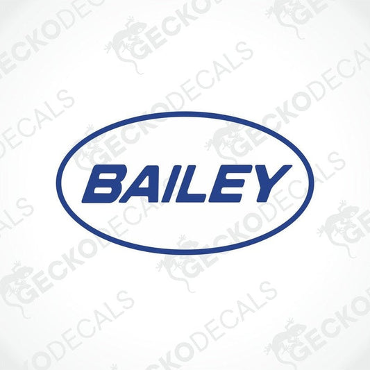 Blue BAILEY die-cut caravan sticker on transfer paper