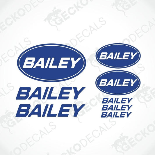 BAILEY CARAVAN logo sticker set with blue oval and text decals for caravan interior exterior