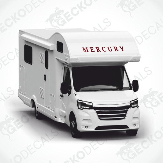 BAILEY MERCURY caravan die cut sticker applied to motorhome exterior