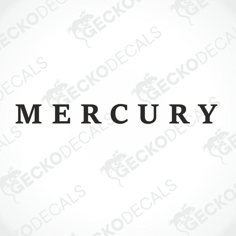MERCURY black serif font die cut sticker for BAILEY caravan