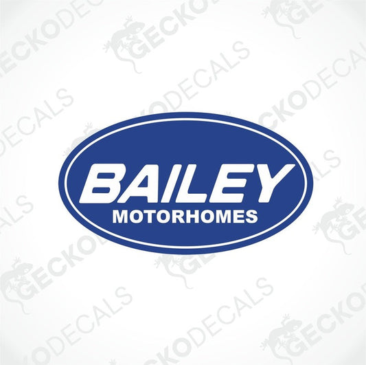 Blue and white Bailey Motorhomes decorative sticker for caravan or motorhome exterior