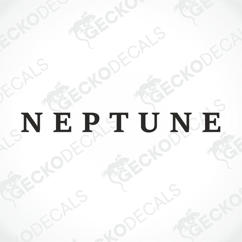 Black Neptune bold serif lettering die cut sticker design