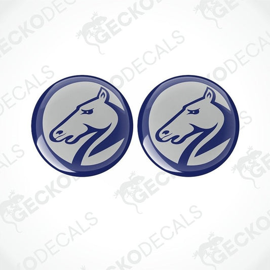Set of two Bailey Pegasus circular epoxy resin stickers