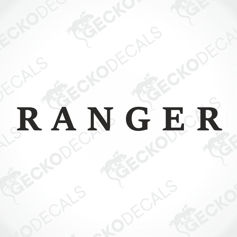 BAILEY RANGER die-cut caravan sticker in black serif font on white background