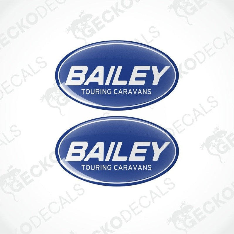 Set of two blue Bailey Touring Caravans vinyl epoxy decals