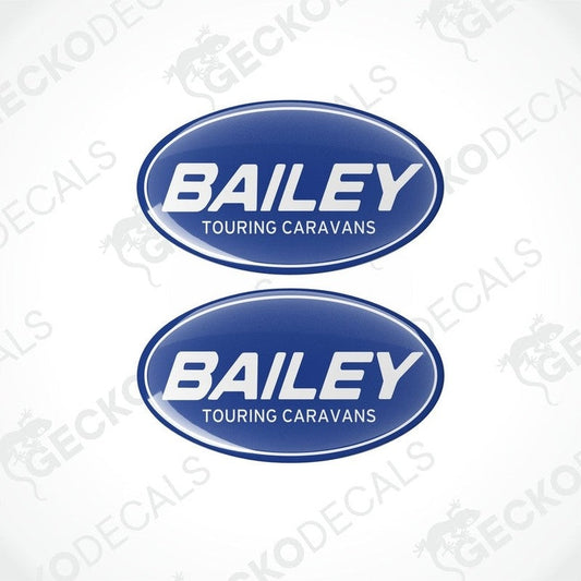 Set of two blue Bailey Touring Caravans vinyl epoxy decals