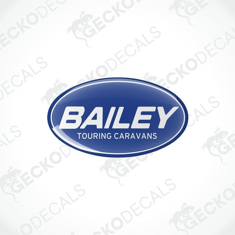 Blue Bailey Touring Caravans epoxy decal with domed finish