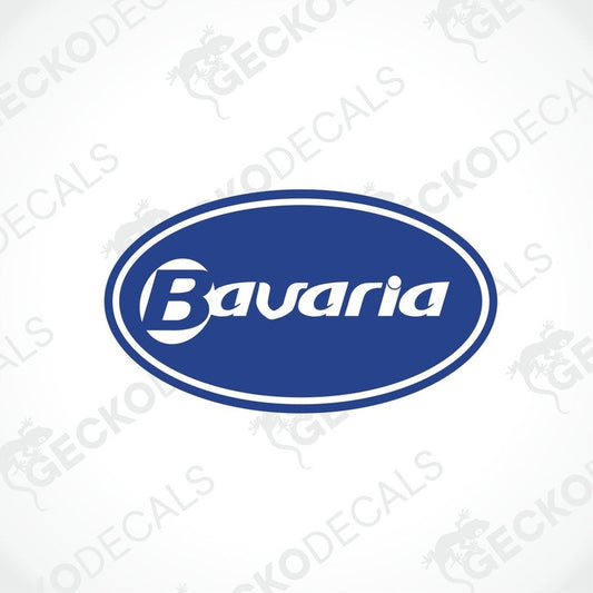 Blue oval Bavaria decorative sticker with white text and glossy laminated finish