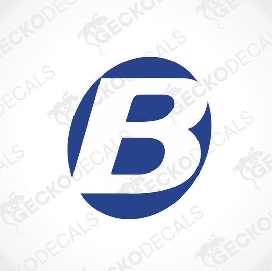 Blue B logo die cut decal for caravan motorhome interior exterior