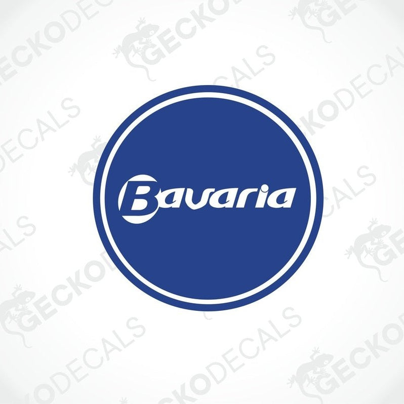 Blue circular Bavaria printed decal with white text and border for caravan or motorhome