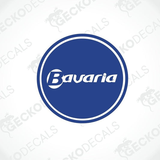 Blue circular Bavaria printed decal with white text and border for caravan or motorhome