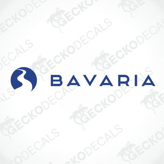 Blue Bavaria die-cut sticker with winding path logo for caravan or motorhome