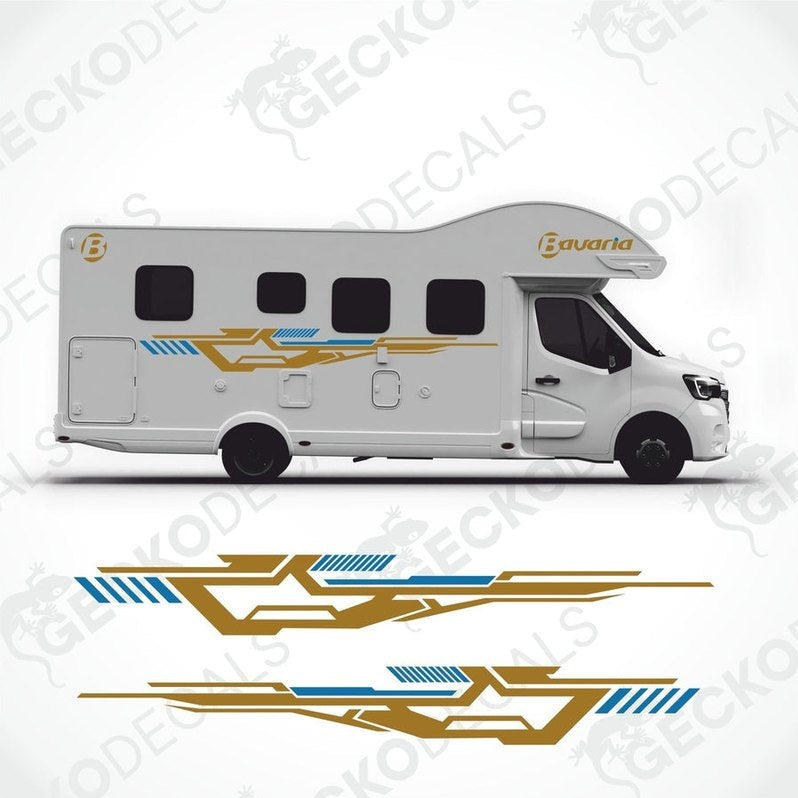 BAVARIA caravan side decals in gold and blue vinyl with logo text for exterior decoration