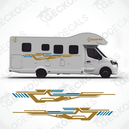 BAVARIA caravan side decals in gold and blue vinyl with logo text for exterior decoration