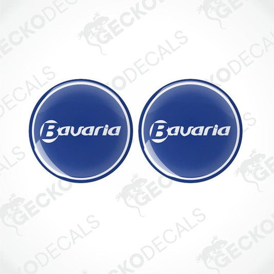 Blue Bavaria epoxy resin decals for caravan with domed glossy finish