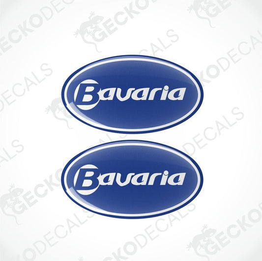 Blue Bavaria vinyl epoxy decal set with domed finish for caravan