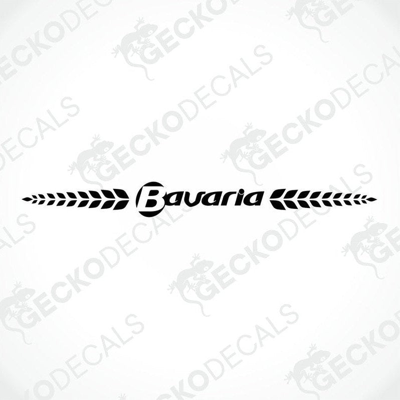 Black Bavaria die-cut caravan decal with stylized B emblem and wheat patterns