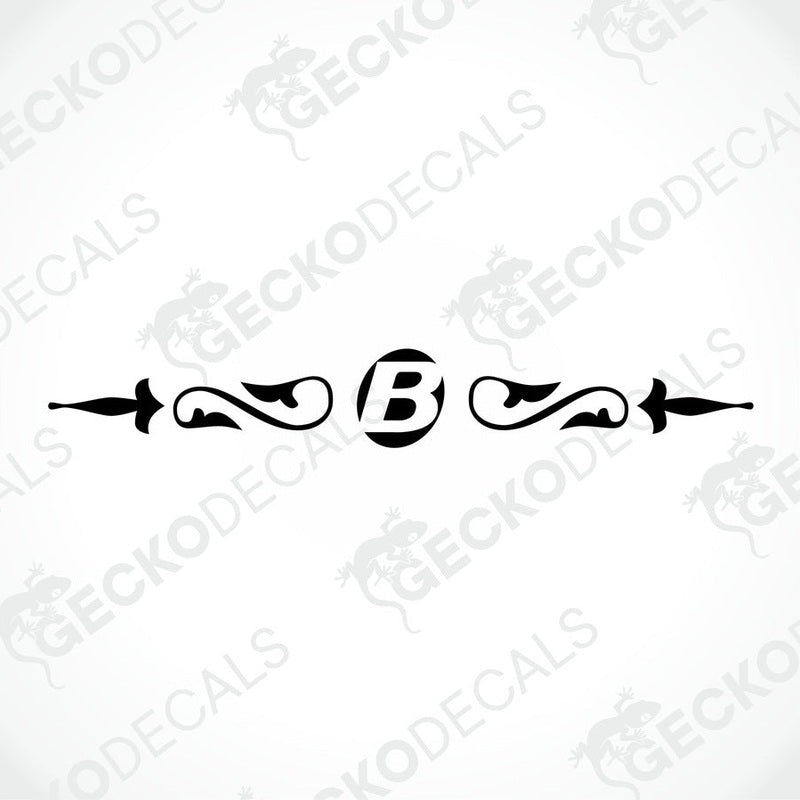 Black BAVARIA rear decal with ornate scrollwork and central B emblem on white background