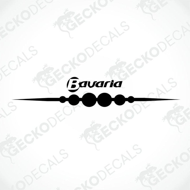 Black Bavaria die-cut caravan decal with circular logo and line design
