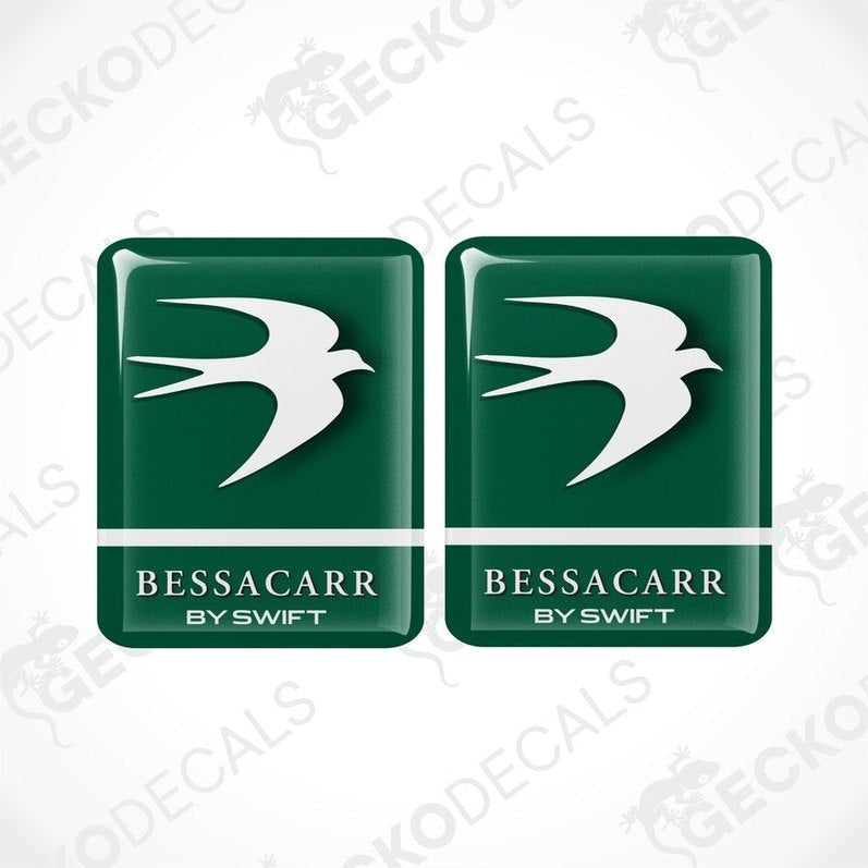 Set of two BESSACARR BY SWIFT dark green polyurethane coated vinyl decals
