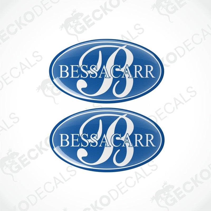 BESSACARR Caravan Epoxy Decal Set Blue White B Logo Domed Vinyl