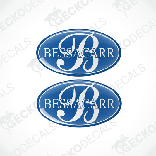 BESSACARR Caravan Epoxy Decal Set Blue White B Logo Domed Vinyl
