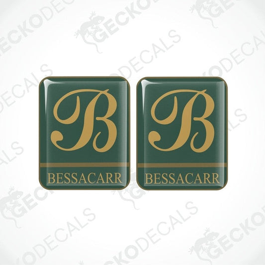 Set of Two Bessacarr Caravan Epoxy Resin Stickers Dark Green