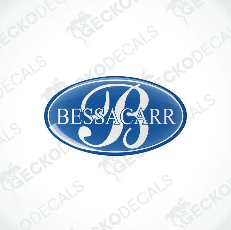 Single BESSACARR Blue Epoxy Resin Decal with White Letter B