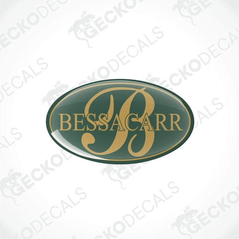 Bessacarr Caravan Epoxy Decal Oval Gold Letter B Dark Green
