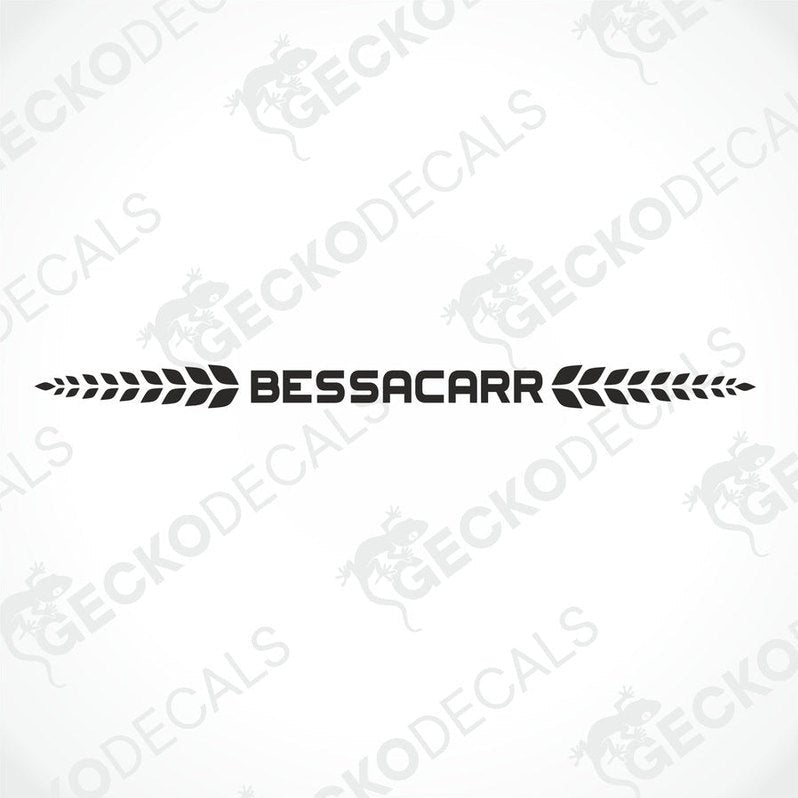 Black BESSACARR die-cut decorative sticker on transfer paper