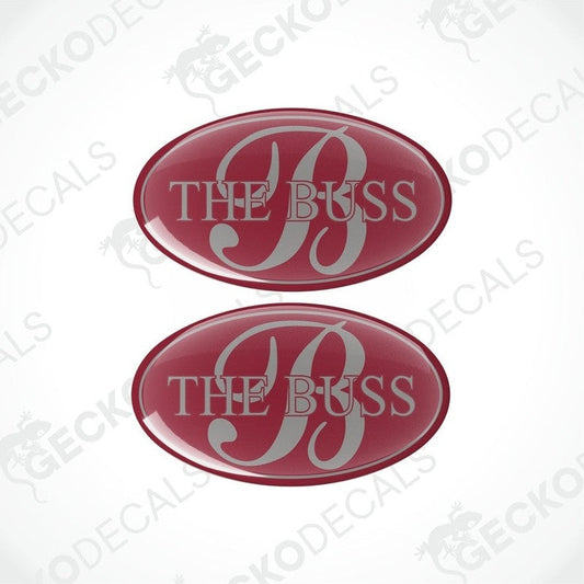 Set of two BESSACARR THE BUSS vinyl decals with polyurethane coating