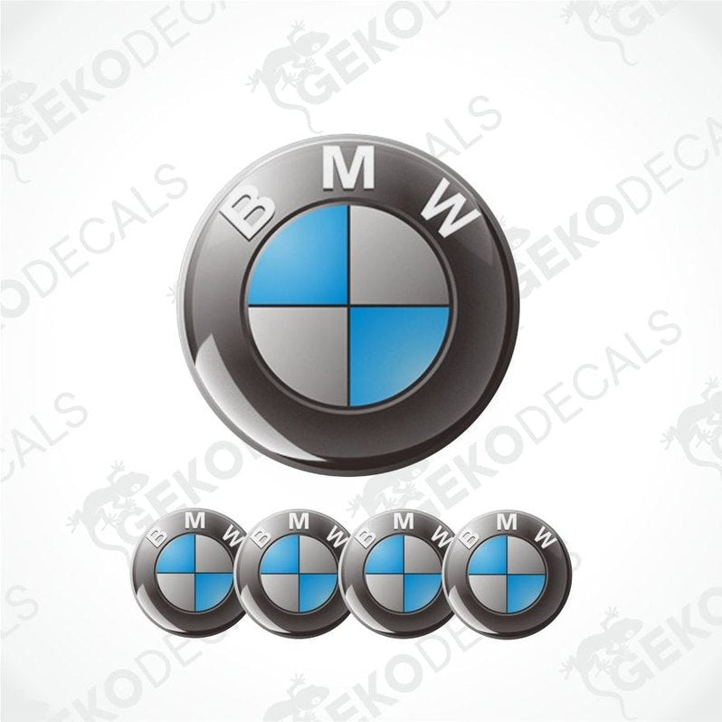 BMW logo and four smaller versions on a white background with 'Gekodecals' watermark.