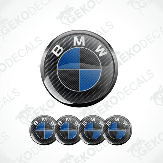 BMW logo with carbon fiber texture on a white background