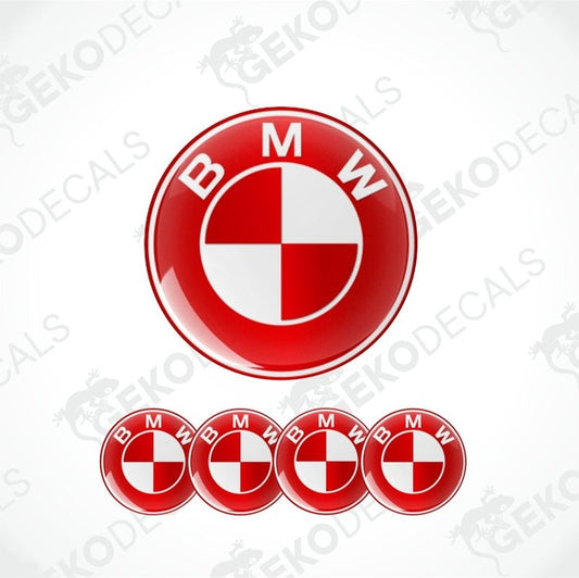 BMW logo and five smaller versions on a white background with 'Gekodecals' watermark.