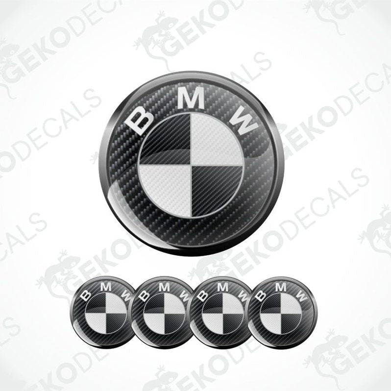 BMW logo with carbon fiber texture on a white background