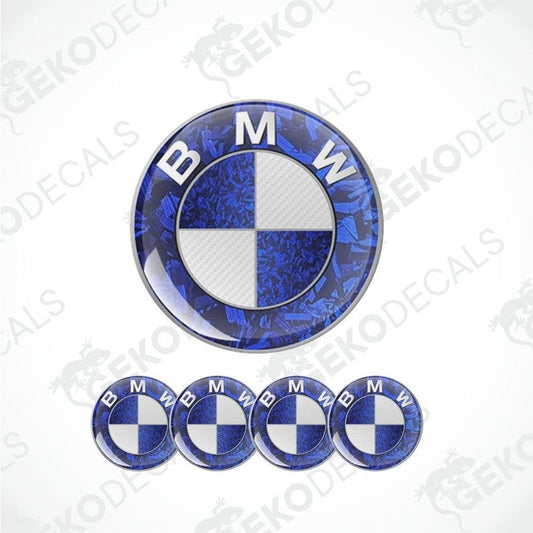 BMW logo decal with blue and white design on a white background