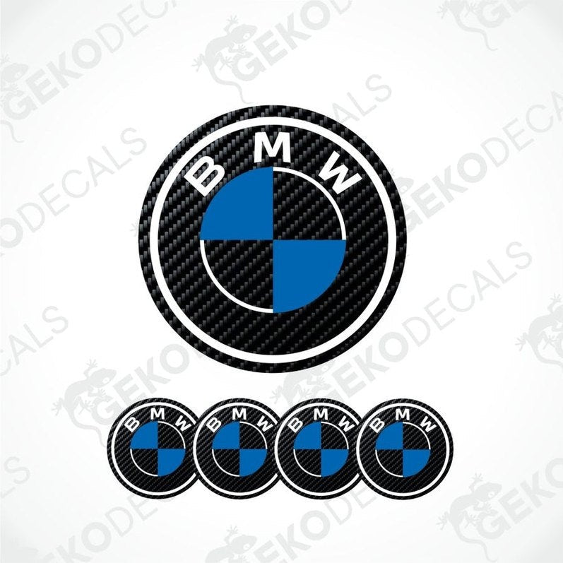 BMW logo and five smaller logos on a white background with 'Gekodecals' branding.