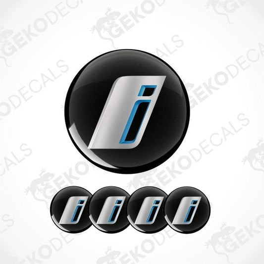 Black circular decal with a blue and silver logo on a white background with 'GEKODECALS' branding.