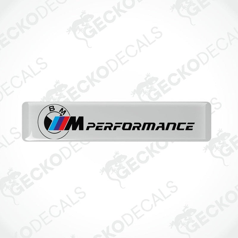 White vinyl stickers with the BMW M PERFORMANCE logo and the Gecko Decals logo.