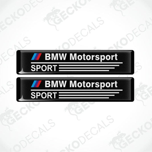 Set of four vinyl decals with a polyurethane coating featuring the BMW Motorsport logo in black, red, and white colors.
