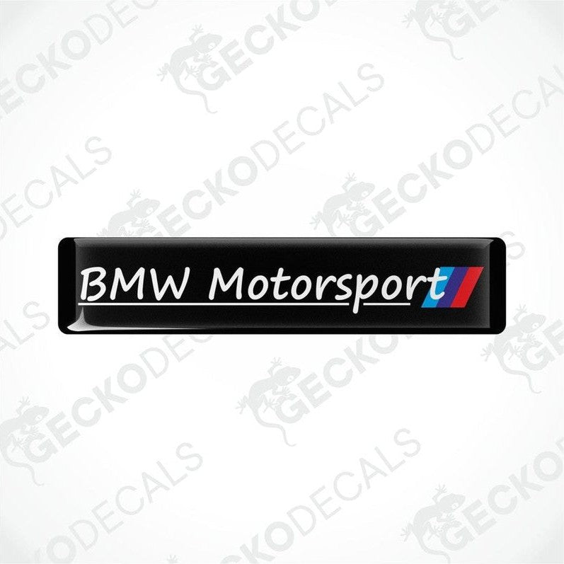 BMW Motorsport vinyl decals with a black background and red and blue accents