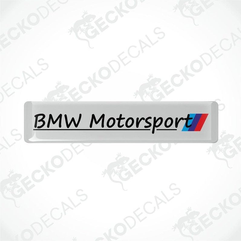BMW Motorsport vinyl decals with a black background and red and blue accents
