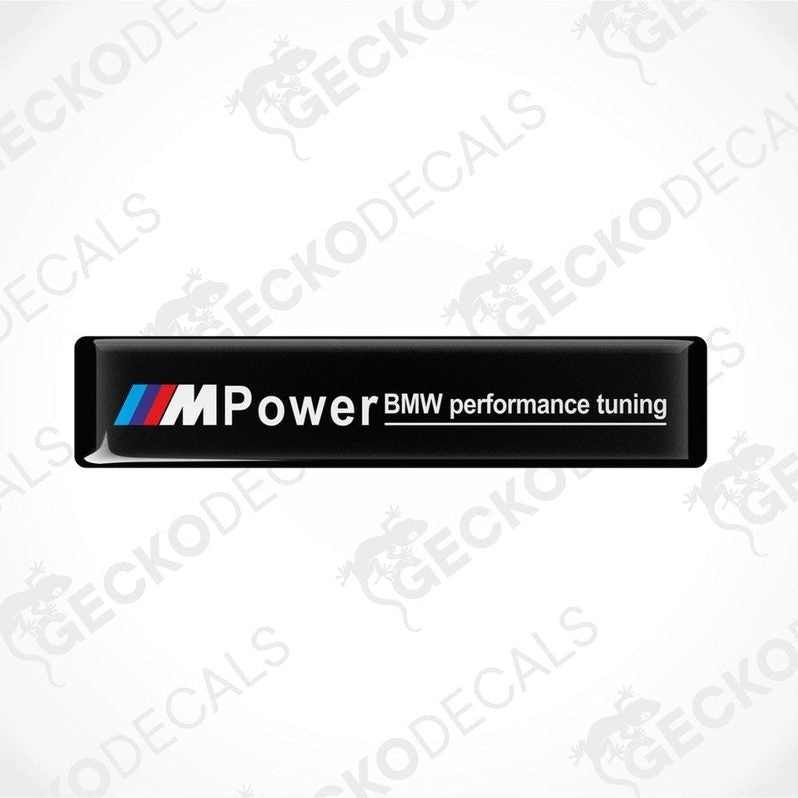 black vinyl decals with 'MPower BMW performance tuning' text and logo