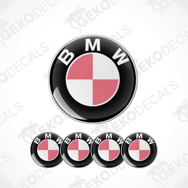 
Set of four BMW logo vinyl stickers with a pink and white gradient.