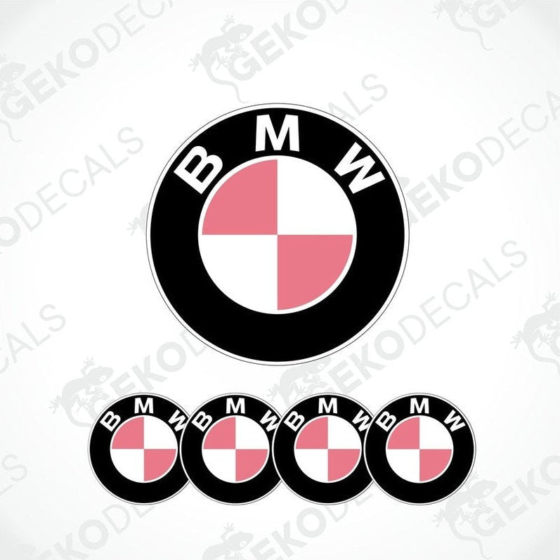 
Set of four BMW logo vinyl stickers with a pink and white gradient.